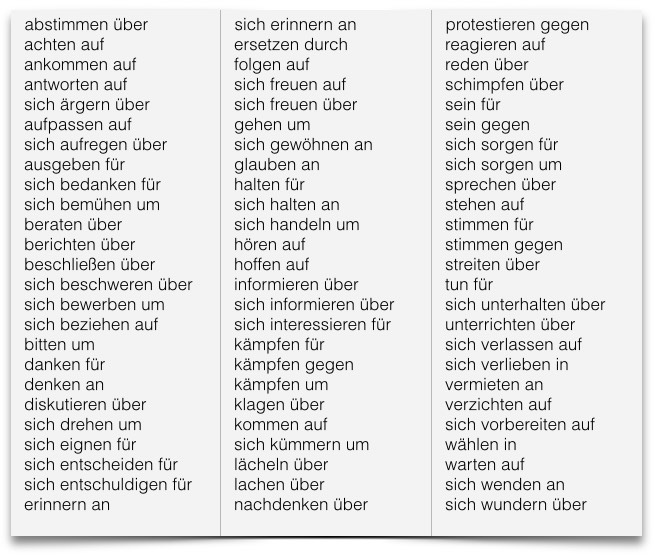 væske Demokratisk parti bue Verben mit Präpositionen - Beste Tipps zum Deutsch lernen